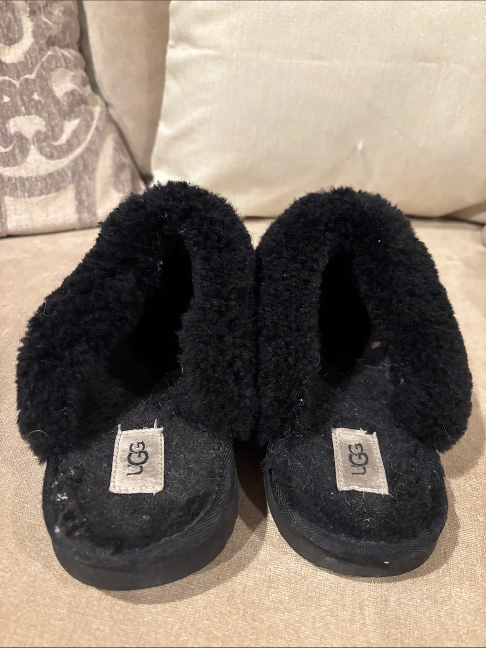 Ugg Kids Black Shearling-Lined Slip-On Shoes